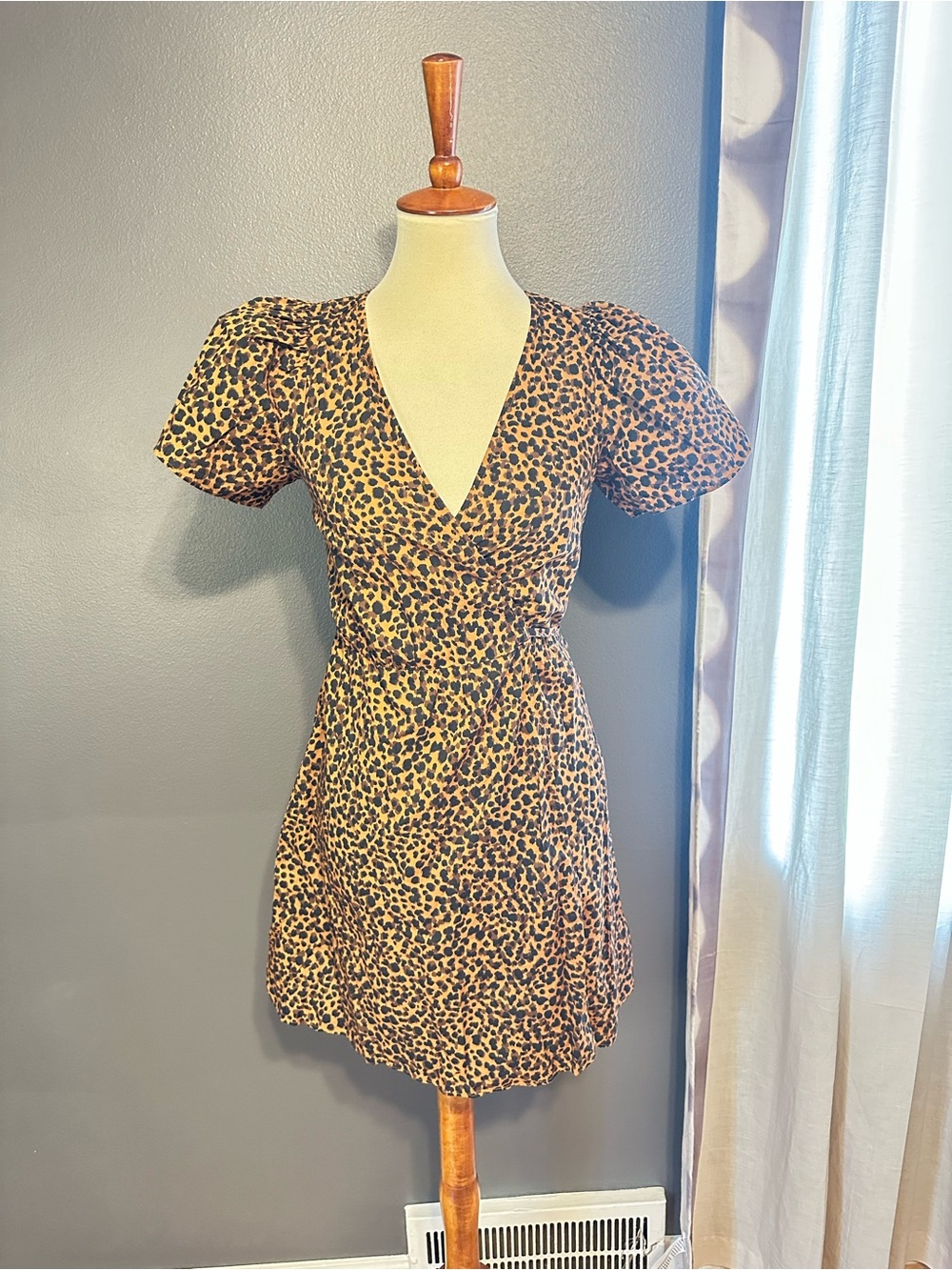 Madewell Painted Leopard Wrap Mini Dress XS Cotton